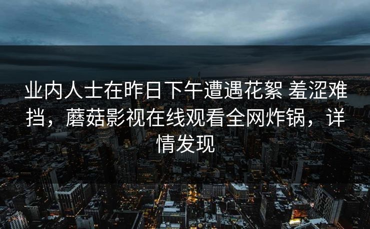 业内人士在昨日下午遭遇花絮 羞涩难挡,蘑菇影视在线观看全网炸锅,详情发现 业内人士在昨日下午遭遇花絮 羞涩难挡,蘑菇影视在线观看全网炸锅,详情发现