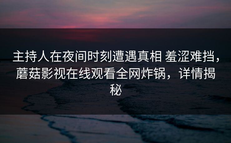 主持人在夜间时刻遭遇真相 羞涩难挡，蘑菇影视在线观看全网炸锅，详情揭秘